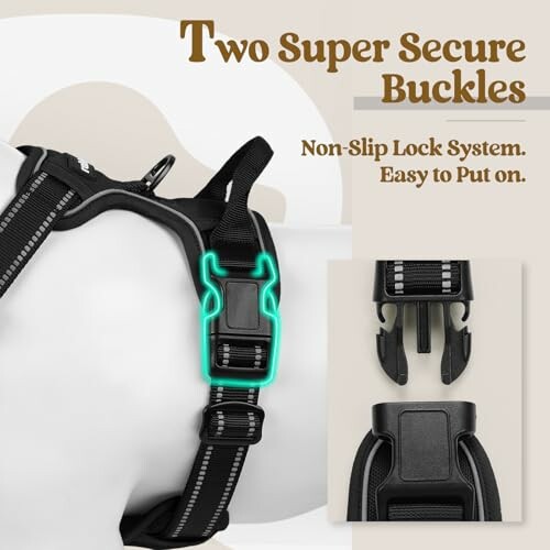 Dog harness with two secure non-slip buckles, providing a safe and comfortable walking experience.