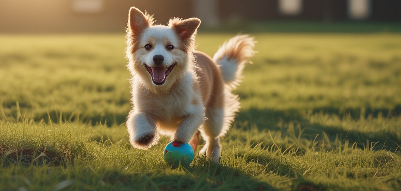 Dog playing with an interactive toy